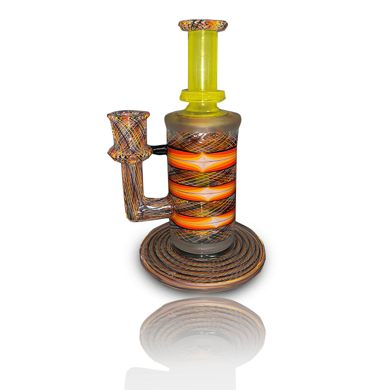 Chow Glass Fire Fade “Taurus” rig — triple-layer colorwork, 14mm female joint — Brothers Smoke Supply, Chino CA