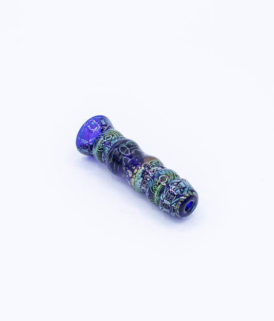 “Swamp Gas” chillum detail Mothership Glass colorway borosilicate handheld pipe