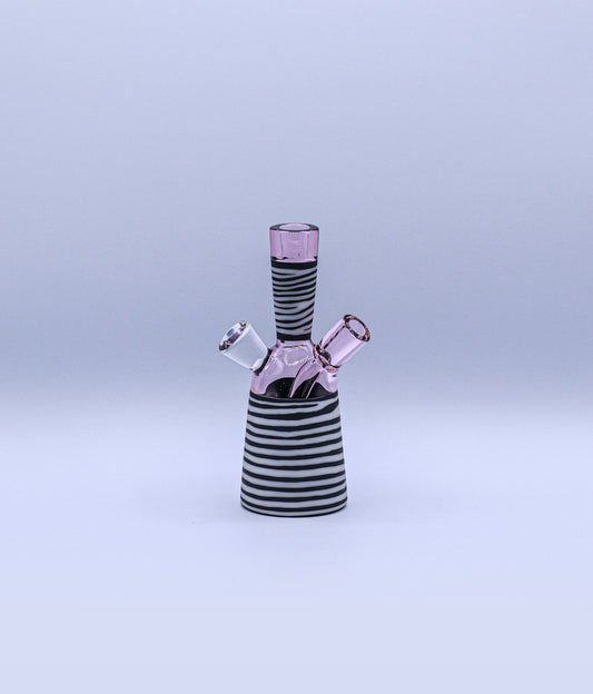Robertson Glass Pink Zebra Tube 10mm female, 45° Brothers Smoke Supply, Chino CA